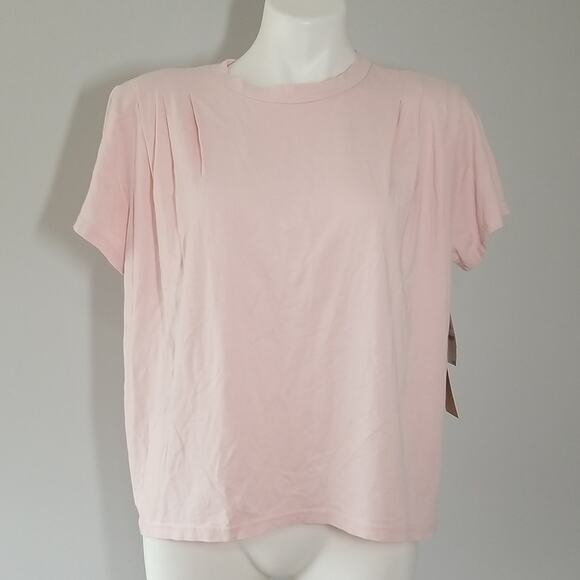 NWT Halogen Light Pink Pleated Shoulder Short Sleeve Tee Size small - Picture 1 of 7